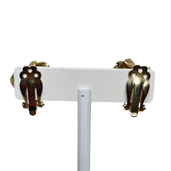 Vintage Gold Tone With Silver Tone Leaf Links Necklace & Clip On Earrings (5873) - Picture 9 of 10